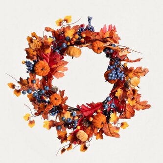 Dekorační věnec | SAFIRA | s velurovými dýněmi | 50 cm | 752773