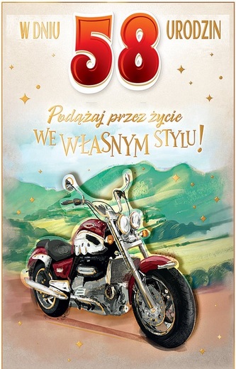 Karnet AB+ Urodziny, naklejana cyfra, motor CR-03