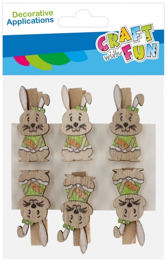 Drewniane spinacze Zajączek 6szt. Wielkanoc CRAFT WITH FUN 531825