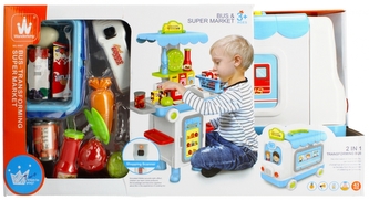 Supermarket z akcesoriami w walizce 2w1 Autobus MEGA CREATIVE 481629