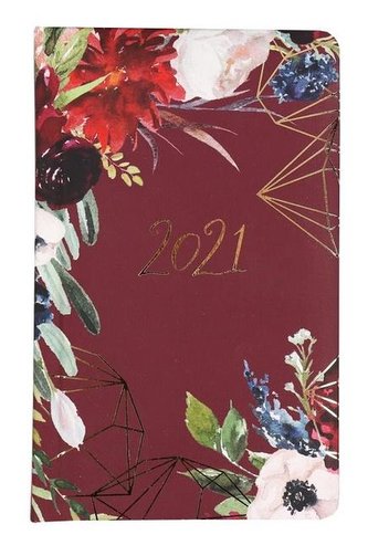 Kalendarz kieszonkowy A6 2021 Kwiaty bordo ALBI