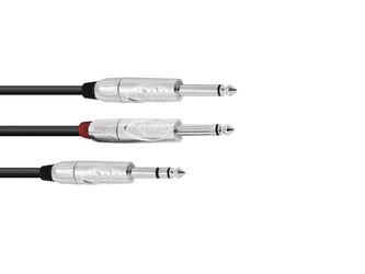 Kabel AK-30 Jack 6,3 stereo - 2x Jack 6,3 mono, 3 m