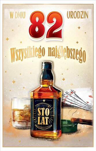 Karnet AB+ Urodziny, naklejana cyfra, whisky CR-06