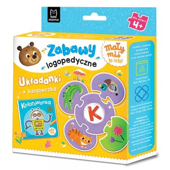 Mały miś to lubi! Zabawy logopedyczne. Układanki + książeczka