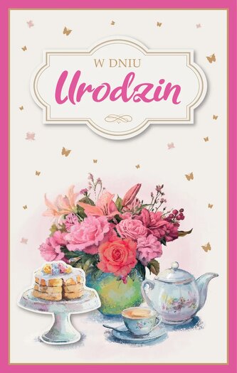 Karnet AB+ Urodziny, kwiaty PS49