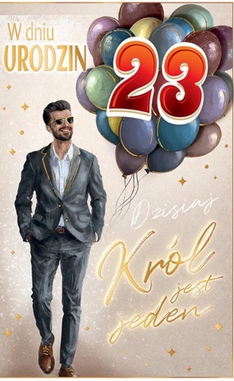 Karnet AB+ Urodziny, naklejana cyfra, mężczyzna w garniturze CR-08