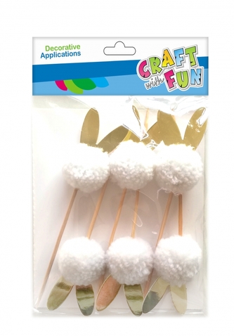 Pompony dekoracyjne na patyku CRAFT WITH FUN 471479