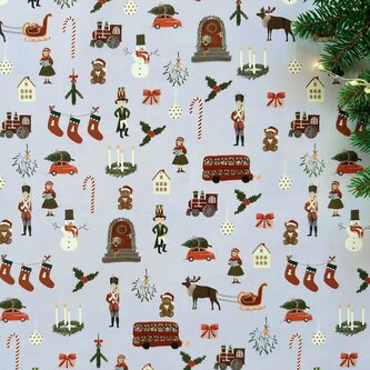 Be Nice EKO vánoční balicí papír Anglická pohádka modrý 3 ks velký 68 x 98 cm