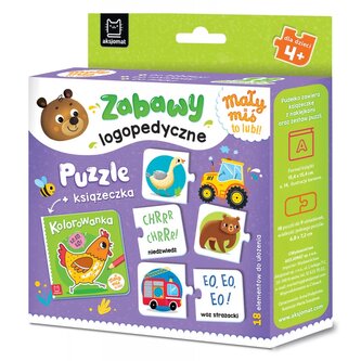 Mały miś to lubi! Zabawy logopedyczne. Puzzle + książeczka