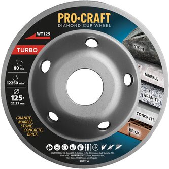 Diamantový brusný kotouč (hrncový) Procraft WT125 Turbo | WT125