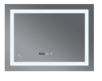Koupelnové zrcadlo s LED osvětlením, protizamlžovací funkcí, regulací jasu a hodinkami, MR02-100×80 | MR02-100×80 WARM