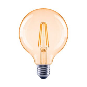 Xavax LED Filament žárovka, E27, 680 lm (nahrazuje 52 W), design G95, teplá bílá, jantarová barva