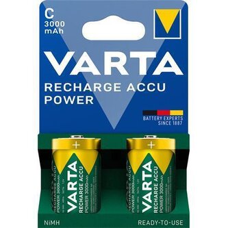 Nabíjecí baterie "Power", Typ C - LR14, 2 ks, 3000mAh, přednabité, bez plastu, VARTA 56714101412