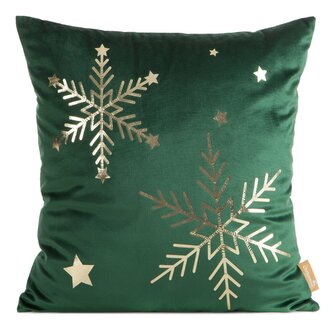 Vánoční polštář SNOWFLAKE zelená 45x45 cm MyBestHome