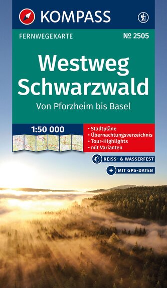 KOMPASS Wander-Tourenkarte Westweg Schwarzwald 1:50.000
