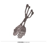 Halloweenské kleště na salát kostlivec, 28 cm, šedé