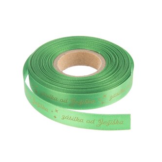 Stuha polyester vánoční Zásilka od Ježíška 25 m zelená