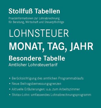 Tabelle, Lohnsteuer 2025 Monat, Tag, Jahr Sonderausgabe August