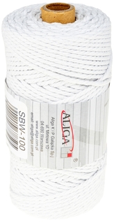 Sznurek bawełniany 3mm x 100m biały SBW-100,splot 21 nitek, Aliga