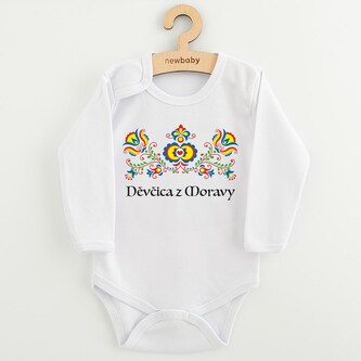 Dětské body s potiskem New Baby Lidový vzor Děvčica z Moravy - velikost 80 (9-12m)
