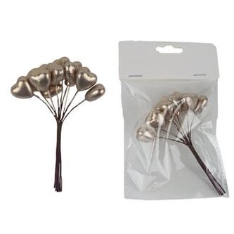 Dekorační srdíčka na drátku, 12 ks X7608-30