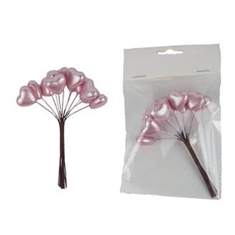 Dekorační srdíčka na drátku, 12 ks X7608-05