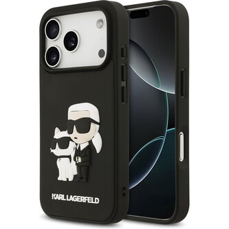 Karl Lagerfeld 3D Rubber Karl and Choupette kryt iPhone 17 Pro černý