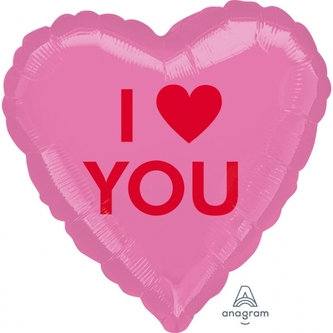 Fóliový balonek srdce I Love You růžový 43 cm
