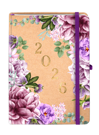 Kalendarz książkowy A5 2026 Kraft tygodniowy Lilie