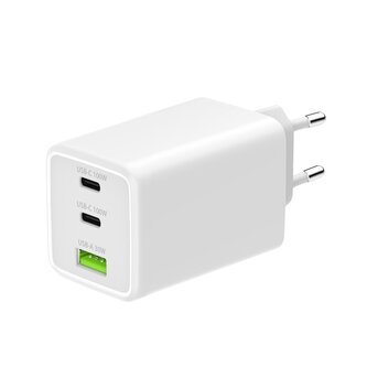 Síťová nabíječka GaN 3x USB 100W - bílá Síťová nabíječka GaN 3x USB 100W - bílá