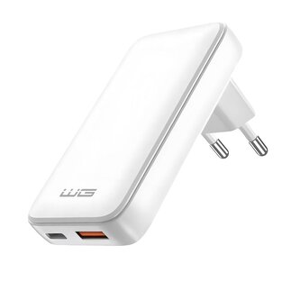 Síťová nabíječka GaN 2x USB 30W - bílá Síťová nabíječka GaN 2x USB 30W - bílá