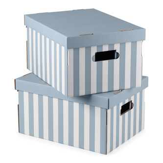 Compactor sada 2 ks kartonových úložných krabic MARINIERE , 40 x 31 x 21 cm, modrý pruh Compactor sada 2 ks kartonových úložných krabic MARINIERE , 40 x 31 x 21 cm, modrý pruh