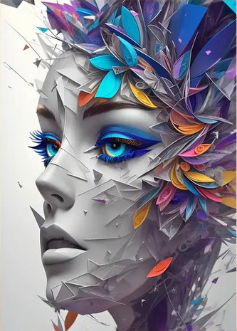 Diamantový obrázek portrét dámy - abstrakce 30 x 40 cm