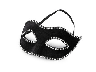 Karnevalová maska - škraboška s kamínky - 1 ks - 1 černá