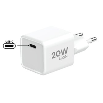 Síťová nabíječka GaN 1x USB-C 20W - bílá Síťová nabíječka GaN 1x USB-C 20W - bílá