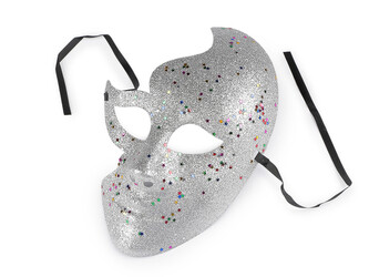 Benátská maska - škraboška - 1 ks - 1 stříbrná