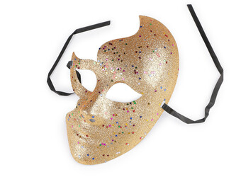 Benátská maska - škraboška - 1 ks - 2 zlatá sv.