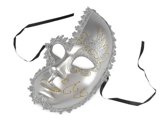 Benátská maska - škraboška - 1 ks - 1 stříbrná