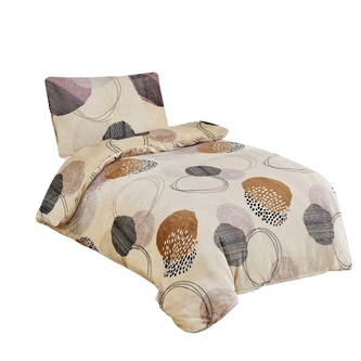 Jahu Povlečení mikroflanel Kruhy hnědé 140x200, 70x90 cm