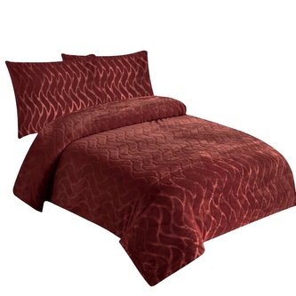 Jahu Povlečení mikroflanel struktura Vlnka cihlová 140x200, 70x90 cm