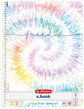 Zeszyt na spirali, A4, 80k., kratka, New Batik Freedom, Herlitz Zeszyt na spirali, A4, 80k., kratka, New Batik Freedom, Herlitz