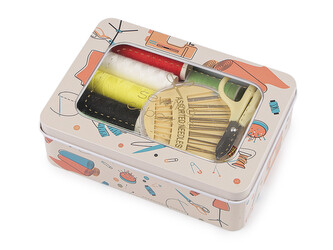 Sada na šití v plechové krabičce - 1 ks - 4 béžová světlá obdélník