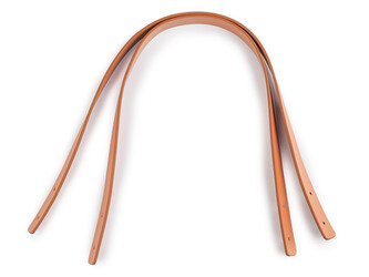 Kožené ucho na tašku šíře 1,5 cm délka 45 cm - 2 ks - hnědá koňak