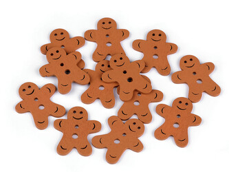 Dřevěná dekorace imitace perníku - 12 ks - hnědá