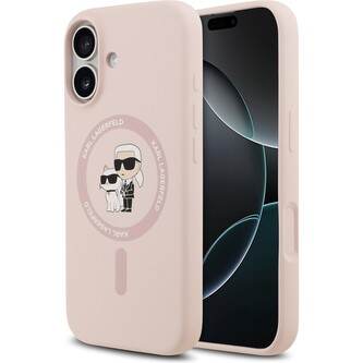 Karl Lagerfeld Liquid Silicone Karl and Choupette MagSafe kryt iPhone 17 růžový