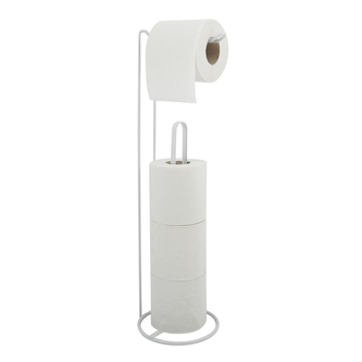 MSV stojan na toaletní papír AMY, se zásobníkem, bílý, ocel