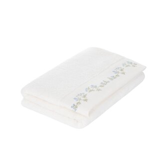 Ręcznik | ZAREYA | biały z haftowanymi kwiatami | 70x130 cm | 896632