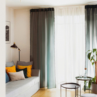 Firanka | ADI | z pomponikami zielona | 140x250 cm | AW22 985236