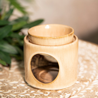 Kominek | SOLETO | ceramiczny beżowy | 9x9x10 cm | 888682