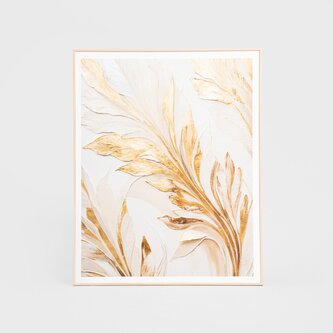 Obraz w ramie | ZEFIR | liście złote | 50x40 cm | 757709